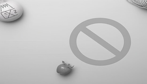 Abstract image featuring a prohibition symbol and a strawberry