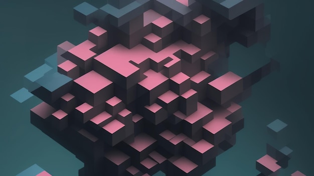 Abstract minimalist background with black squares shapes 3d rendering