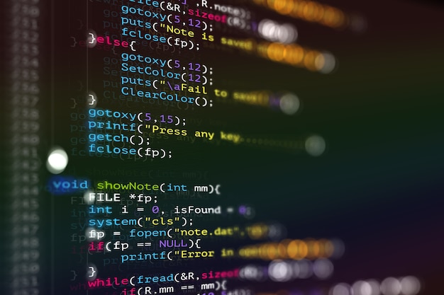 abstract modern tech of programming code screen developer c programming language of computer script