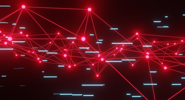 Abstract pink plexus background connection lines and dots for tech Science background Big data complex with compounds Lines plexus Big data visualization Network or connection 3d rendering