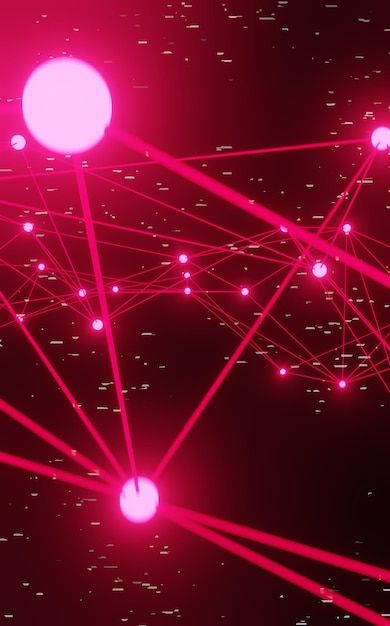 Abstract pink plexus background connection lines and dots for tech Science background Big data complex with compounds Lines plexus Big data visualization Network or connection 3d rendering