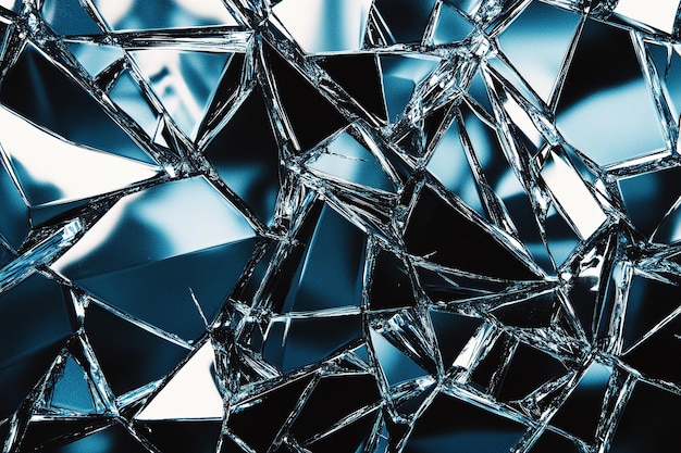 Abstract shattered glass pattern with sharp edges and reflections