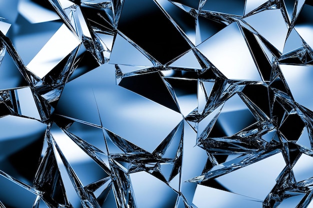 Abstract shattered glass pattern with sharp edges and reflections