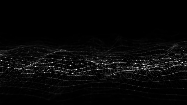 abstract technology wave of particles big data visualization background with motion dots