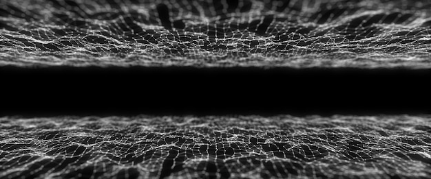 abstract technology wave of particles big data visualization dark background with dots and lines