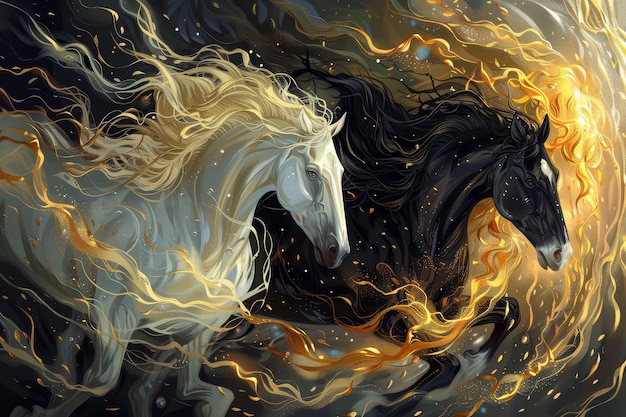 abstract texture acrylic painting geometric animals horses art modern background