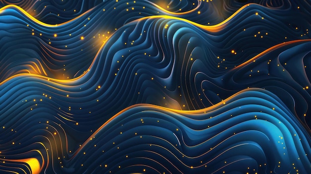 abstract waves with a yellow star on the dark background