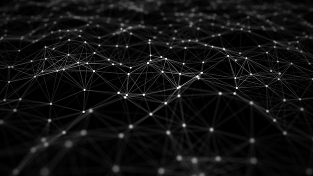 Abstraktní pozadí s vlnami částic a dynamickou vlnou. Big data. Vektorová ilustrace