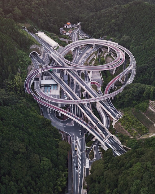 aerial view of modern roads