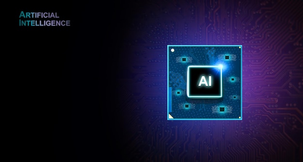 ai artificial intelligence concept close up of microprocessor on computer motherboard with electronic circuit interface in dark backgroundcopy spacefuturistic innovative technologies 3d rendering