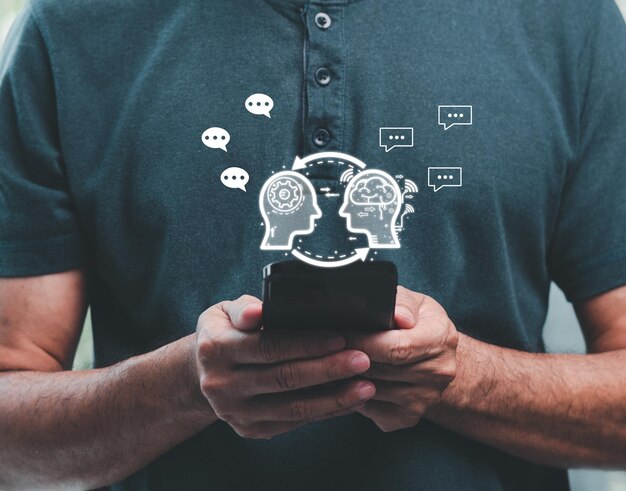 Ai chat bot is bot to smart and Hitech to communicate with human Ai connection to global cyber
