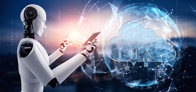 AI robot using cloud computing technology to store data on online server