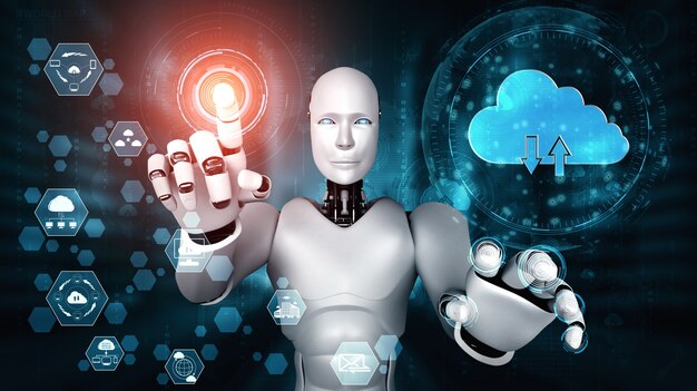 ai robot using cloud computing technology to store data on online server
