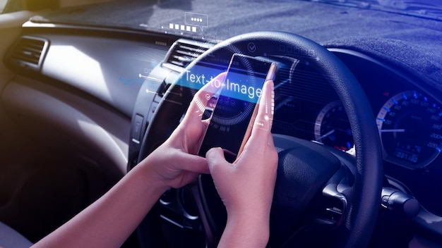 ai tech text to image virtual graphic with ai artificial intelligence using command prompt for generates something futuristic technology transformation