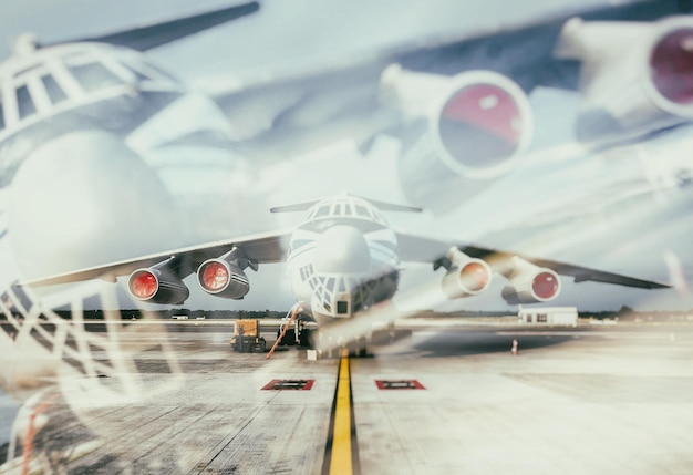 airplane on airport runway against sky