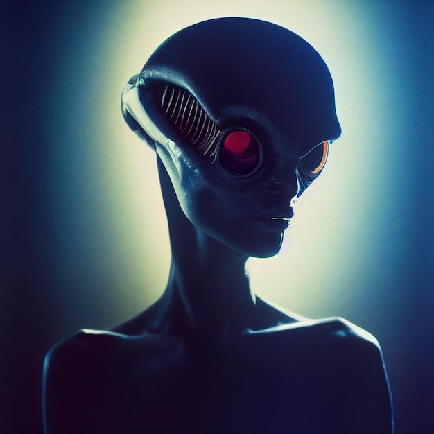 Alien portrait scary extraterrestrial creepy illustration