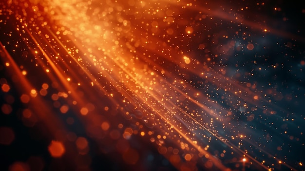 an abstract scene capturing bright lights glowing in the darkness creating a blurred effect