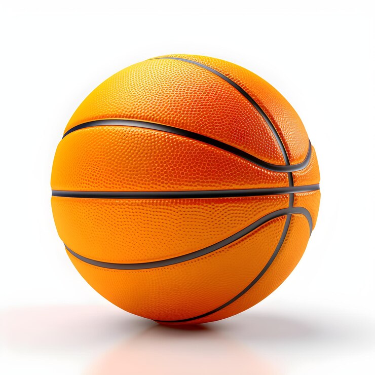 Fotografie an orange basketball with the word basketball on it