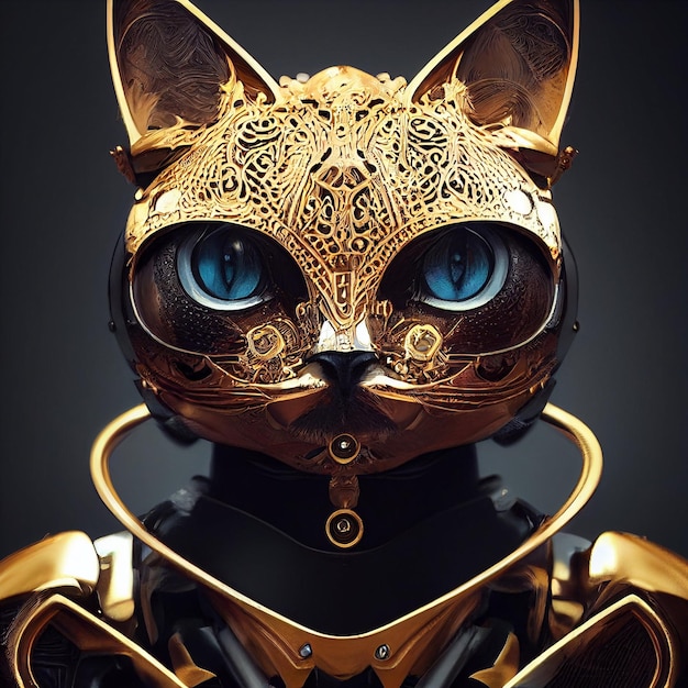 anthropomorphic warrior cat fantasy portrait illustration