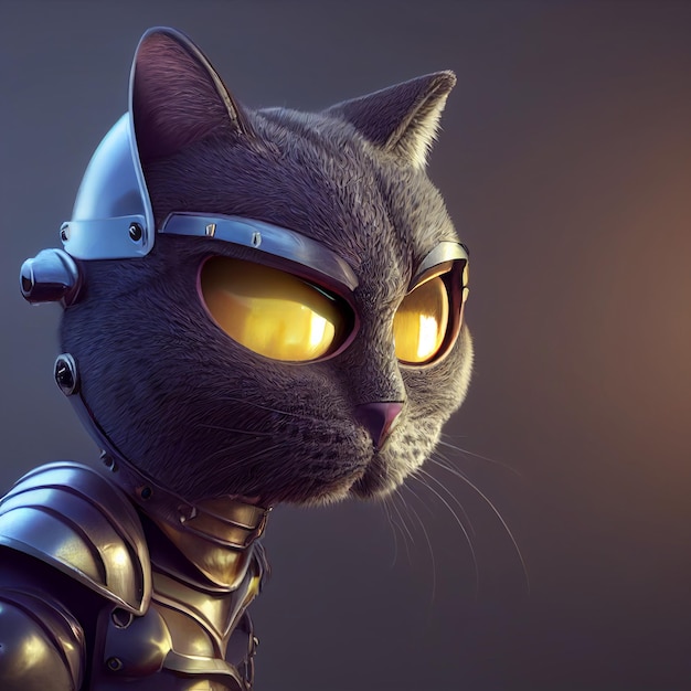 anthropomorphic warrior cat fantasy portrait illustration