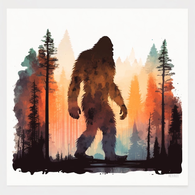 arafed image of a bigfoot walking in a forest generative ai