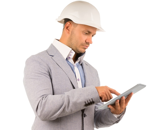 architect or engineer using a tablet