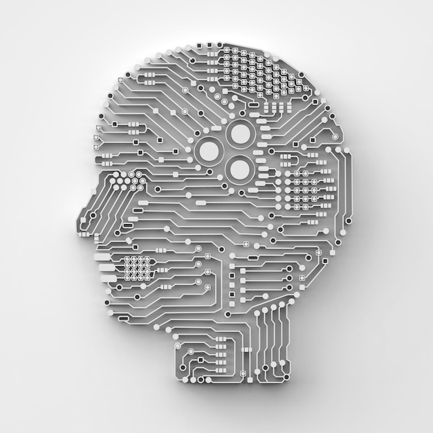 artificial intelligence brain or circuit board in head shape
