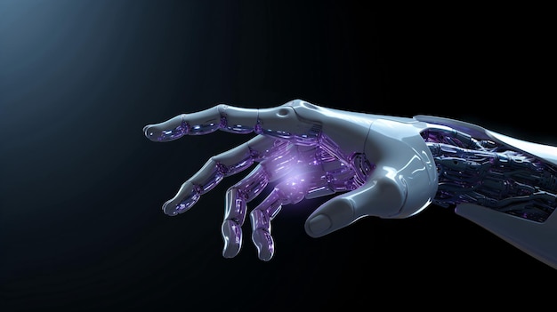 Artificial intelligence concept robot finger futuristic technology digital automation scene