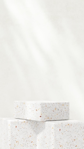 Background empty product display mockup with a white backdrop for showcasing merchandise in portrait