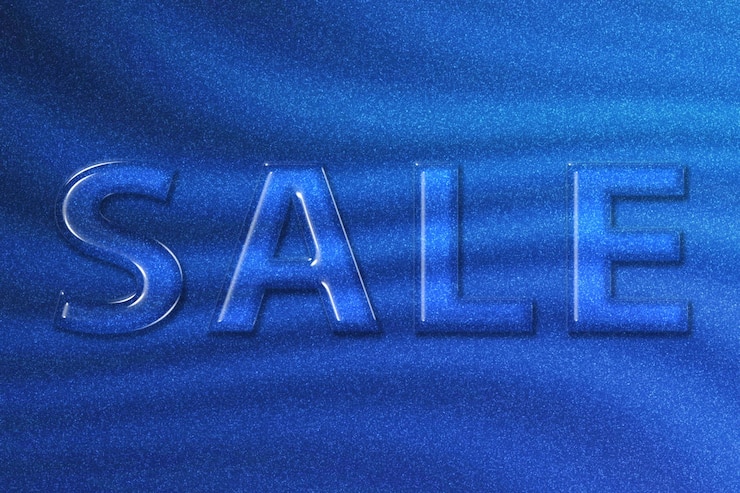 Fotografie banner výprodeje, text výprodej, sezónní výprodej, modré třpytivé pozadí