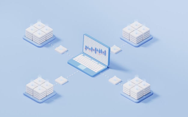 bar graph with growth trend 3d rendering