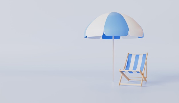 beach chair and umbrella icon summer tropical on a sunny day time to travel concept