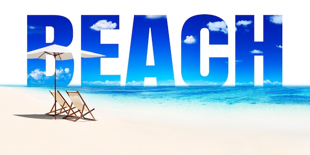 Beach word png border sticker blue design transparent background