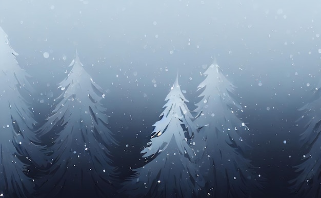 Beautiful watercolor coniferous forest illustration Christmas fir trees winter nature holiday background conifer snowfall outdoor 3d Illustration