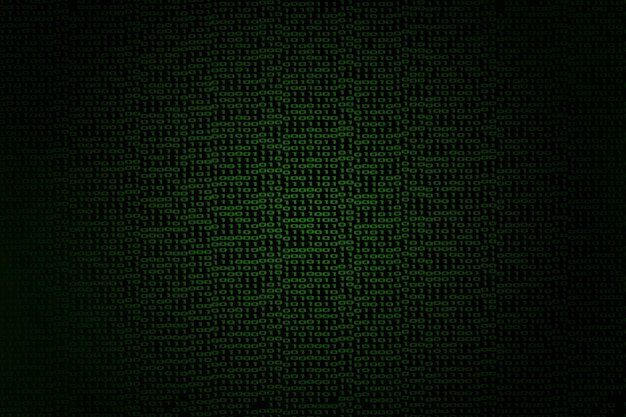 Binary code made by green digits on a black background