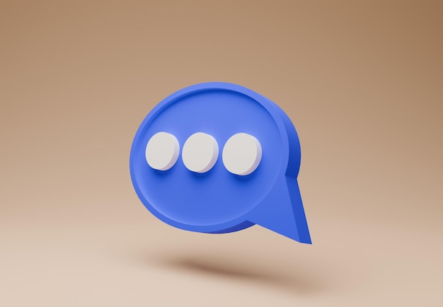 Blue round chat icon online message comment or communication concept 3D rendering