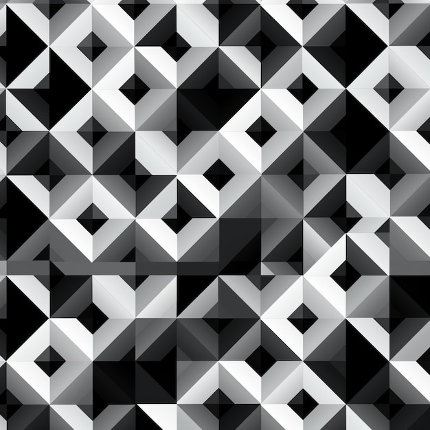 Bold Black And White Square Pattern With Cubist Multifaceted Angles