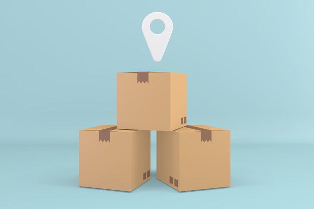 Box export carton on mint background .3D rendering