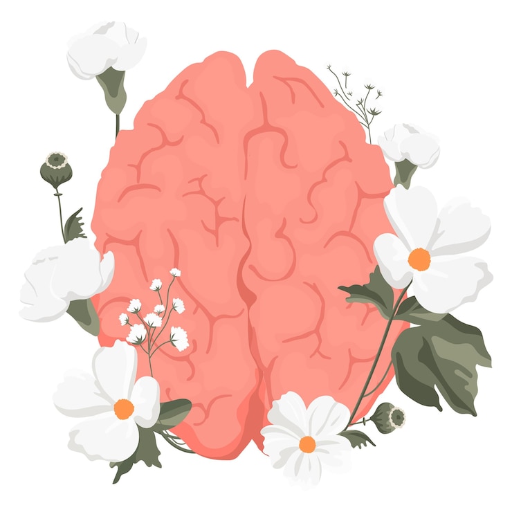 Fotografie brain flower png sticker transparent background