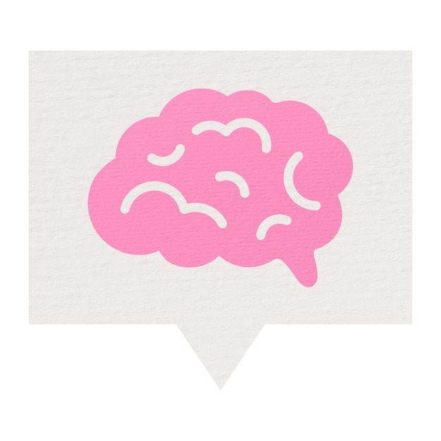 Brain png speech bubble sticker paper craft element transparent background