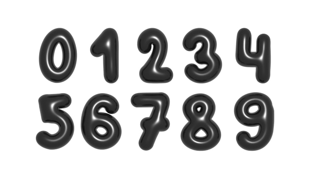 bright neon black balloons digits numbers collection symbol design 3d illustration black friday