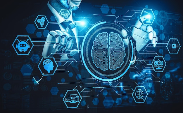 Budoucí umělá inteligence MLP a strojové učení pro AI droid roboty nebo kyborg