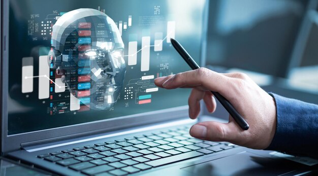 businessman using ai analyzing business graph chart data and investment to planning and strategy
