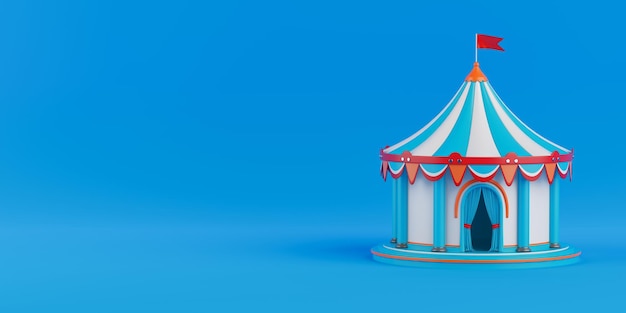 cartoon circus tent shelter 3d rendering