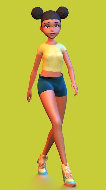cartoon girl walking