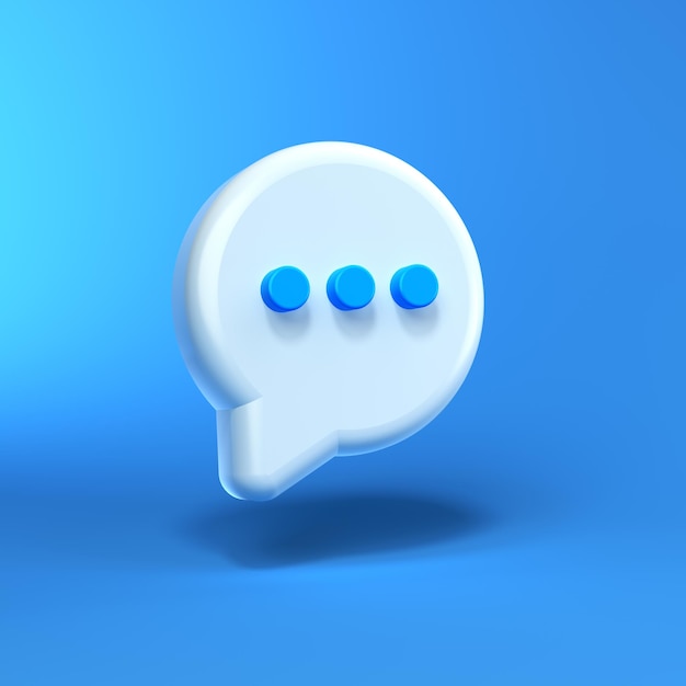 Chat Bubble Icon Isolated Over Blue Background Cartoon Minimalism Style Inthernet Concept 3D