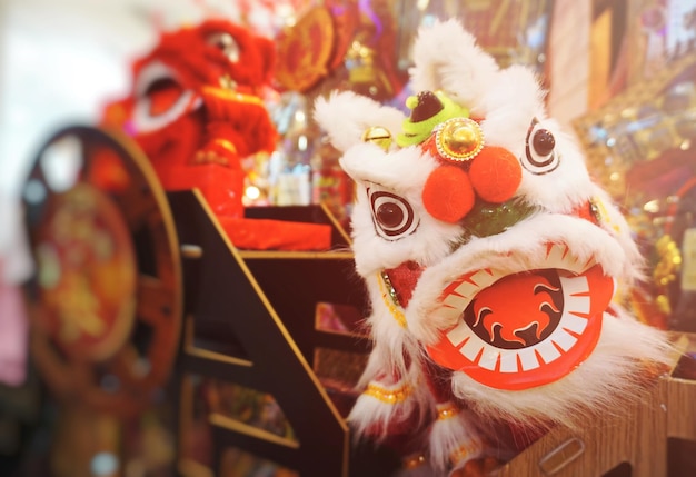 chinese new year background concept selective focus of dragon dance toy