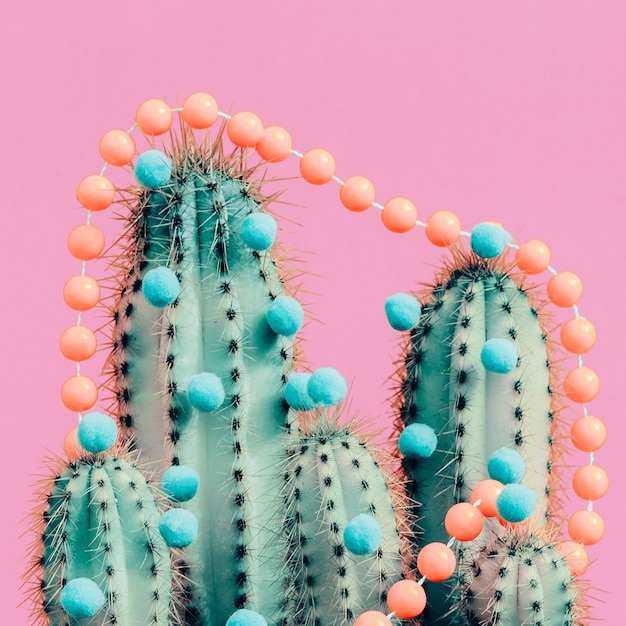 christmas cactus tree. hipster tropical christmas mood. candy minimal style