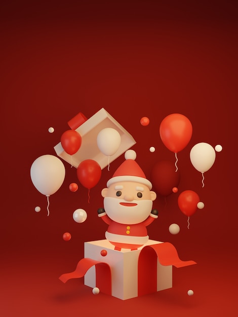 Christmas invitation card with Santa claus and christmas ornaments
