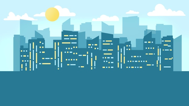 Cityscape landscape view Illustration with simple flat design